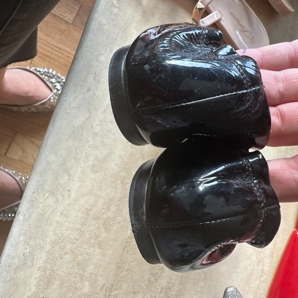 BCBG Black Open Toe Rock Stud Flats - Picture 4 of 8